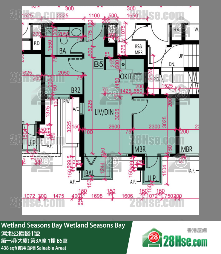 Wetland Seasons Bay 第一期(大廈) 第3A座 1樓 B5室 平面圖