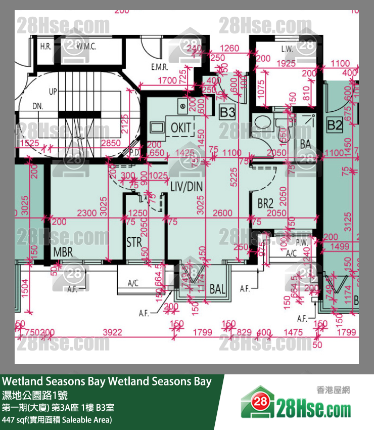 Wetland Seasons Bay 第一期(大厦) 第3A座 1楼 B3室 平面图