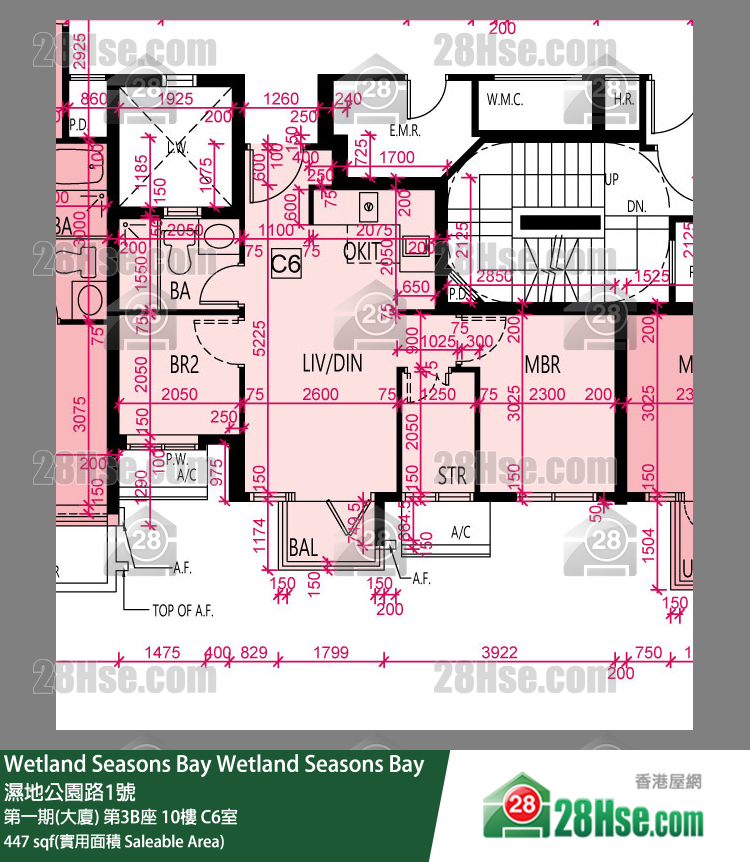 Wetland Seasons Bay 第一期(大厦) 第3B座 10楼 C6室 平面图