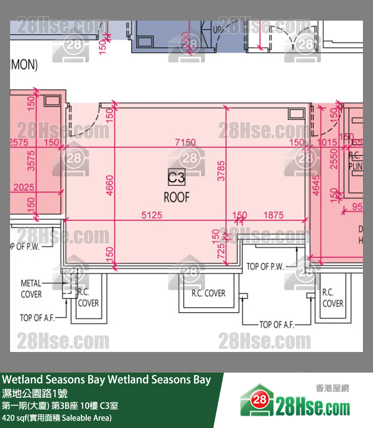 Wetland Seasons Bay 第一期(大厦) 第3B座 10楼 C3室 平面图