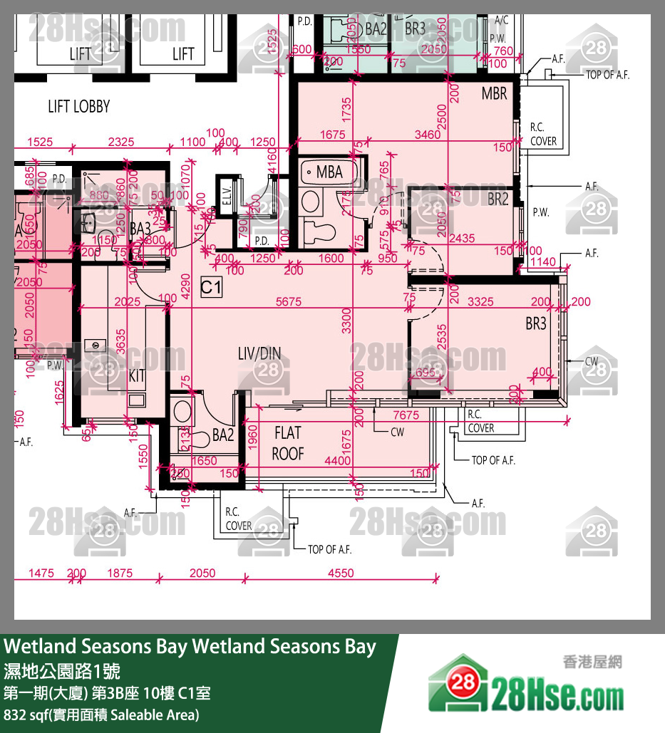 Wetland Seasons Bay 第一期(大厦) 第3B座 10楼 C1室 平面图