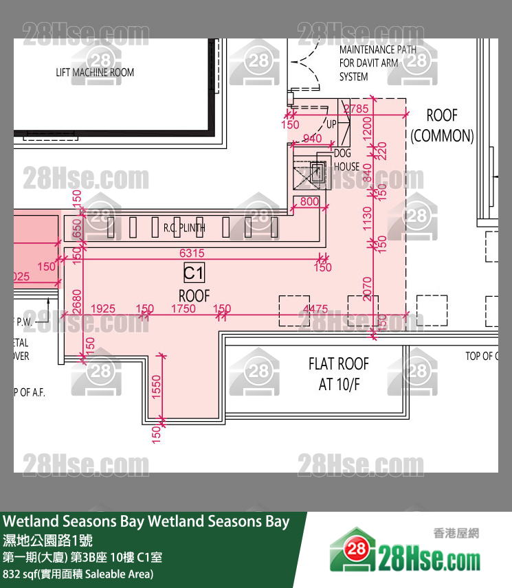 Wetland Seasons Bay 第一期(大厦) 第3B座 10楼 C1室 平面图