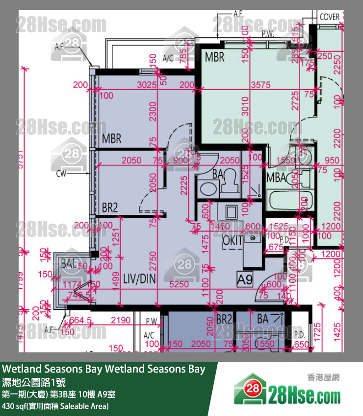 Wetland Seasons Bay 第一期(大厦) 第3B座 10楼 A9室 平面图