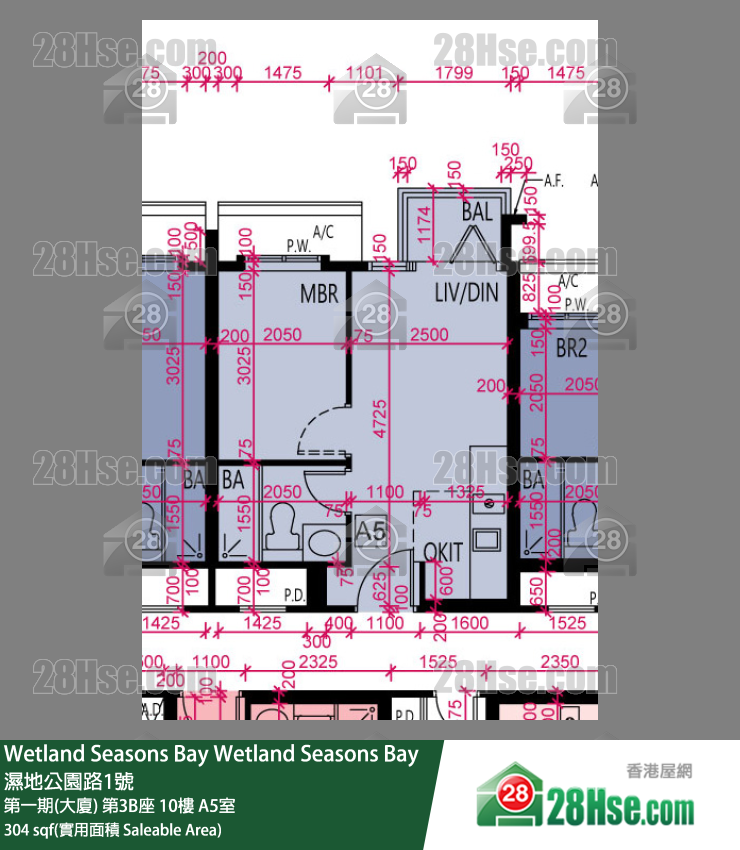 Wetland Seasons Bay 第一期(大厦) 第3B座 10楼 A5室 平面图