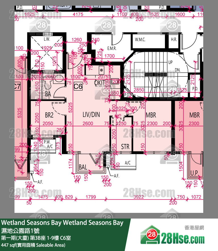 Wetland Seasons Bay 第一期(大廈) 第3B座 5樓 C6室 平面圖