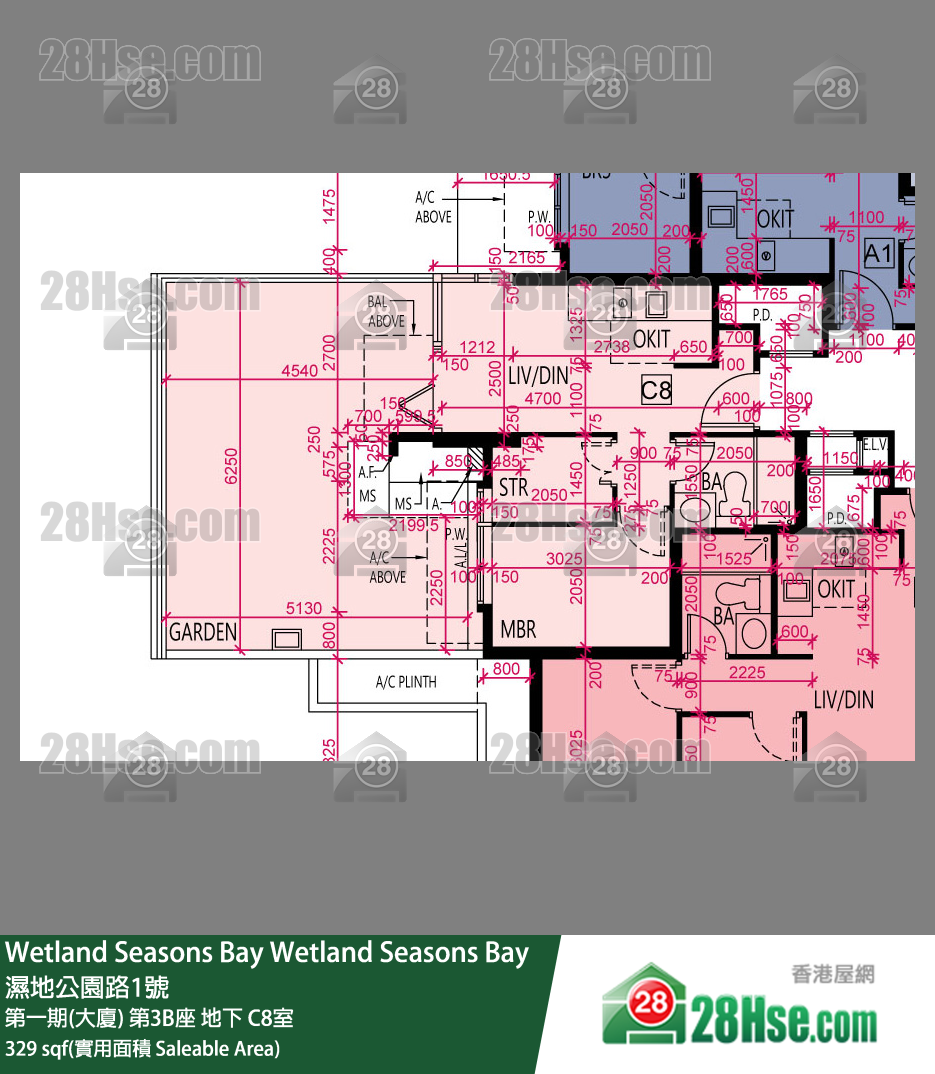 Wetland Seasons Bay 第一期(大廈) 第3B座 C8室 平面圖