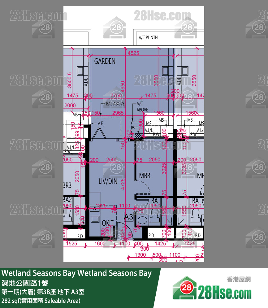 Wetland Seasons Bay 第一期(大厦) 第3B座 A3室 平面图