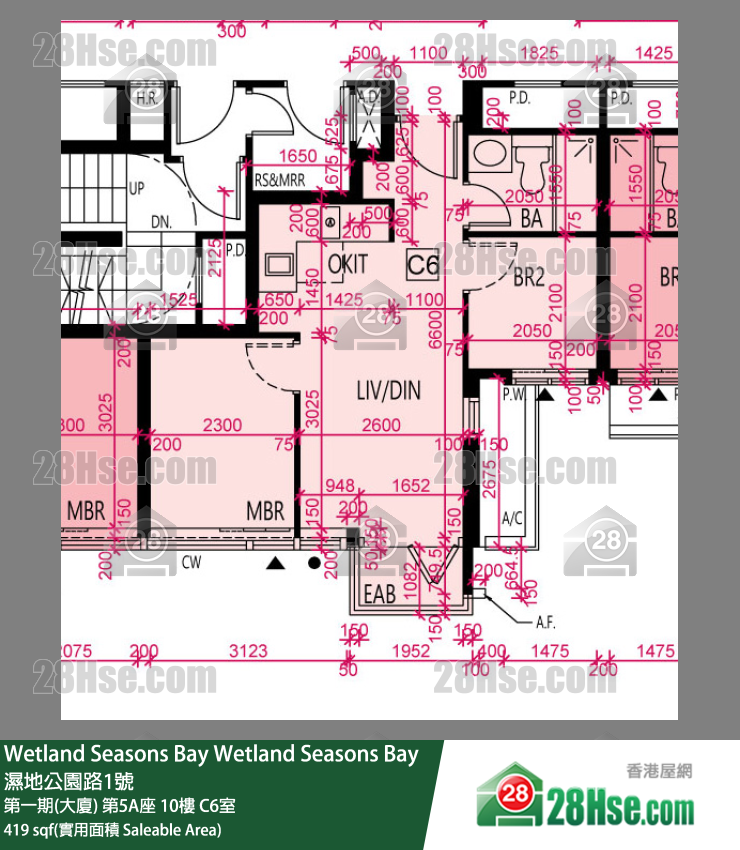 Wetland Seasons Bay 第一期(大廈) 第5A座 10樓 C6室 平面圖