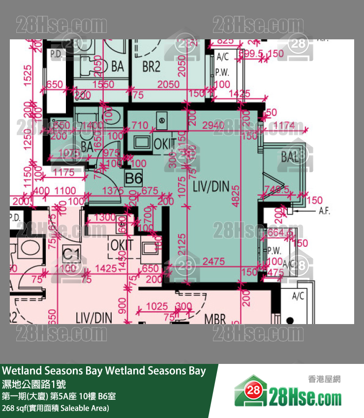 Wetland Seasons Bay 第一期(大厦) 第5A座 10楼 B6室 平面图
