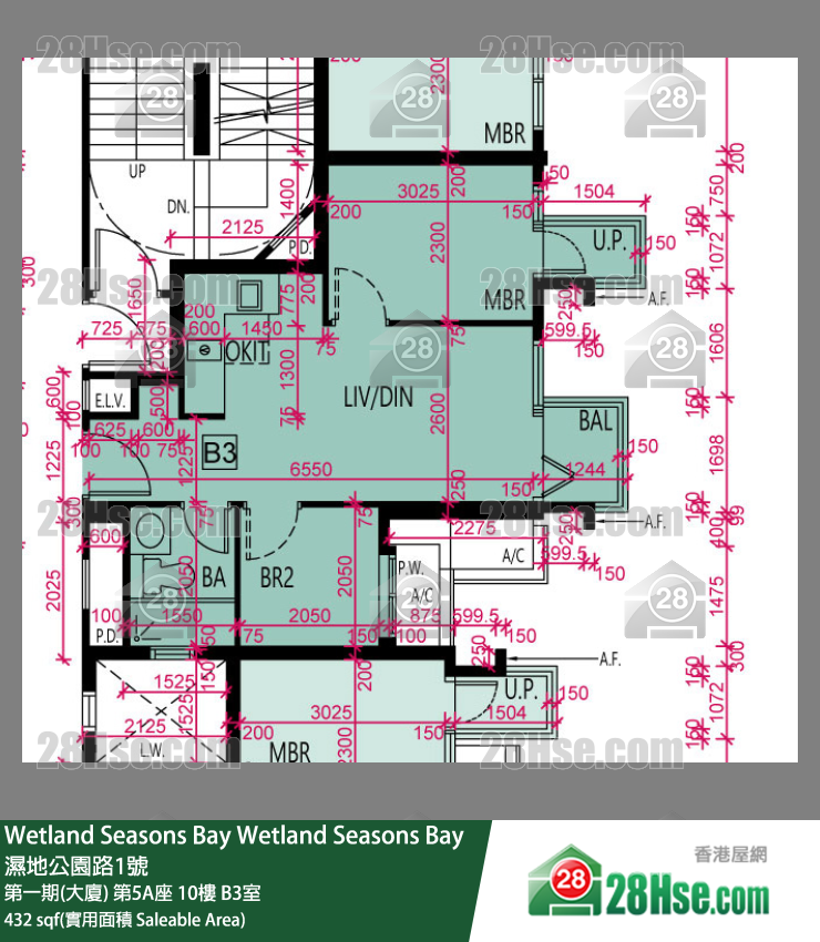 Wetland Seasons Bay 第一期(大厦) 第5A座 10楼 B3室 平面图