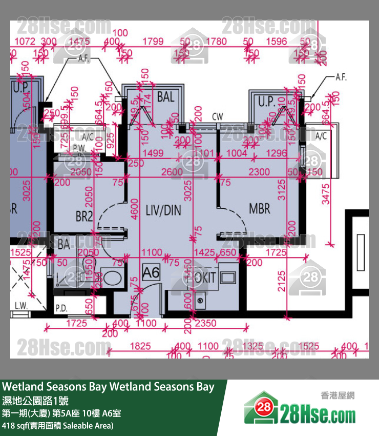 Wetland Seasons Bay 第一期(大廈) 第5A座 10樓 A6室 平面圖