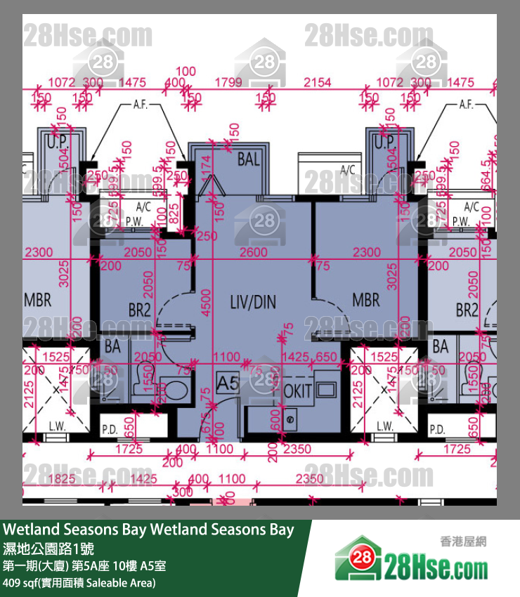 Wetland Seasons Bay 第一期(大廈) 第5A座 10樓 A5室 平面圖