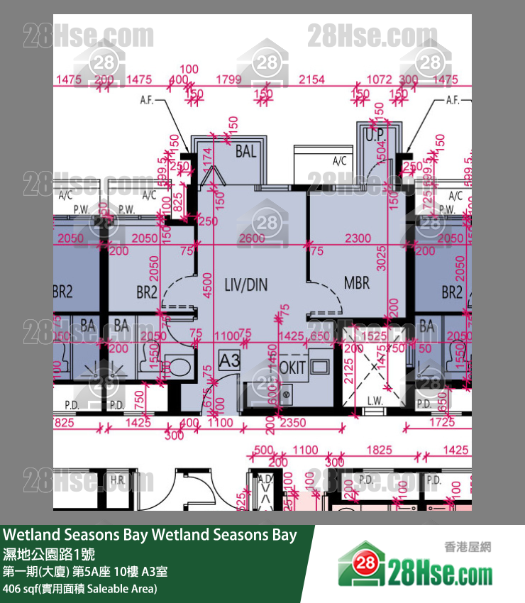 Wetland Seasons Bay 第一期(大廈) 第5A座 10樓 A3室 平面圖
