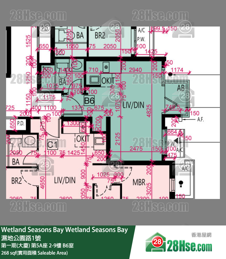 Wetland Seasons Bay 第一期(大廈) 第5A座 9樓 B6室 平面圖