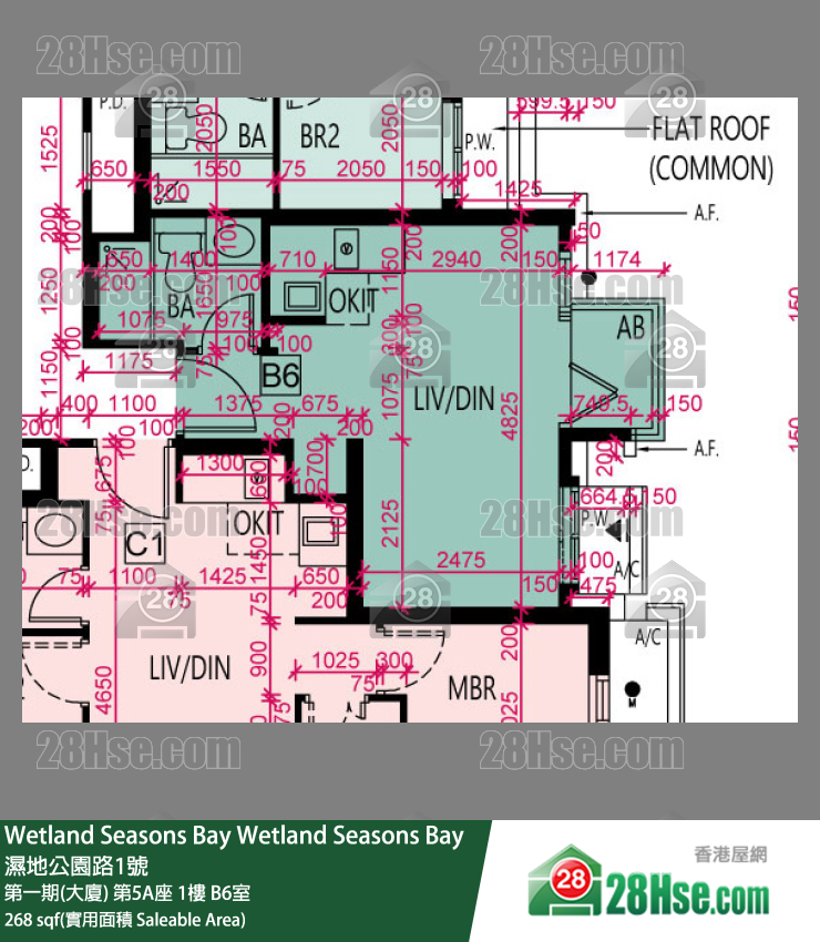 Wetland Seasons Bay 第一期(大廈) 第5A座 1樓 B6室 平面圖