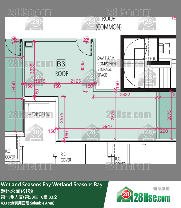 Wetland Seasons Bay 第一期(大厦) 第5B座 10楼 B3室 平面图
