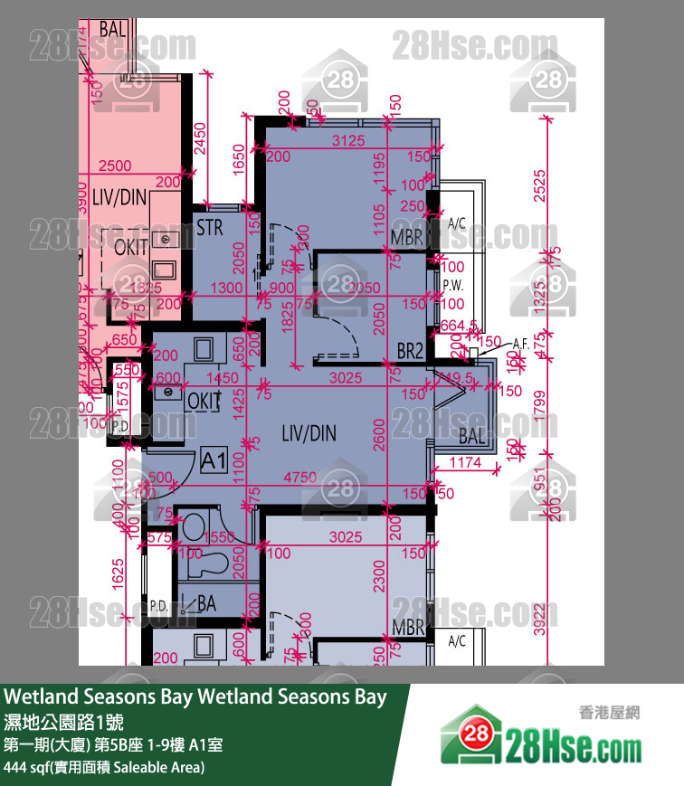 Wetland Seasons Bay 第一期(大廈) 第5B座 1樓 A1室 平面圖