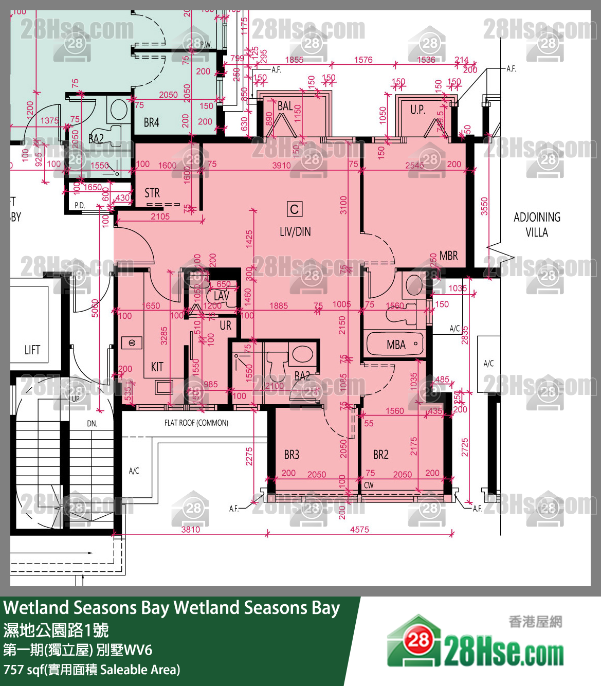 Wetland Seasons Bay 第一期(獨立屋) 別墅WV6 1樓 C室 平面圖