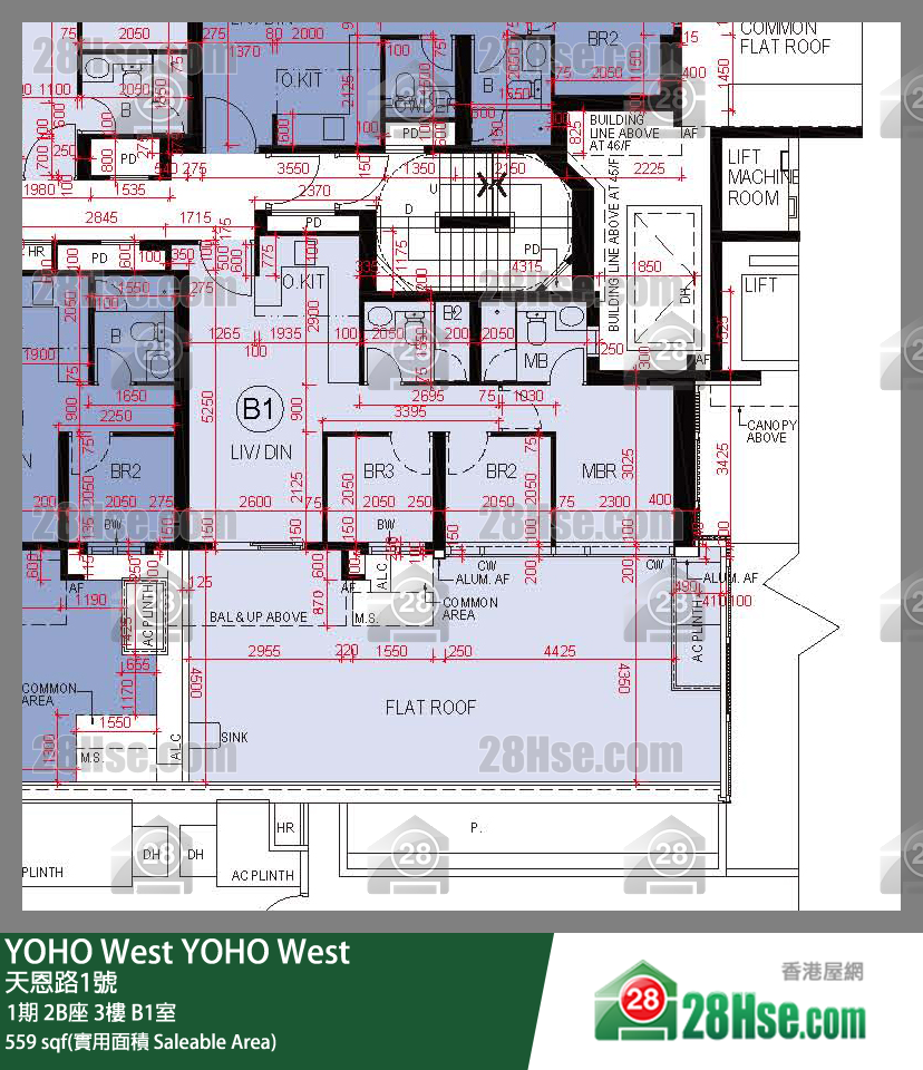 YOHO West,  Flat B1, 3/f, Tower 2b, Phase 1 FloorPlan