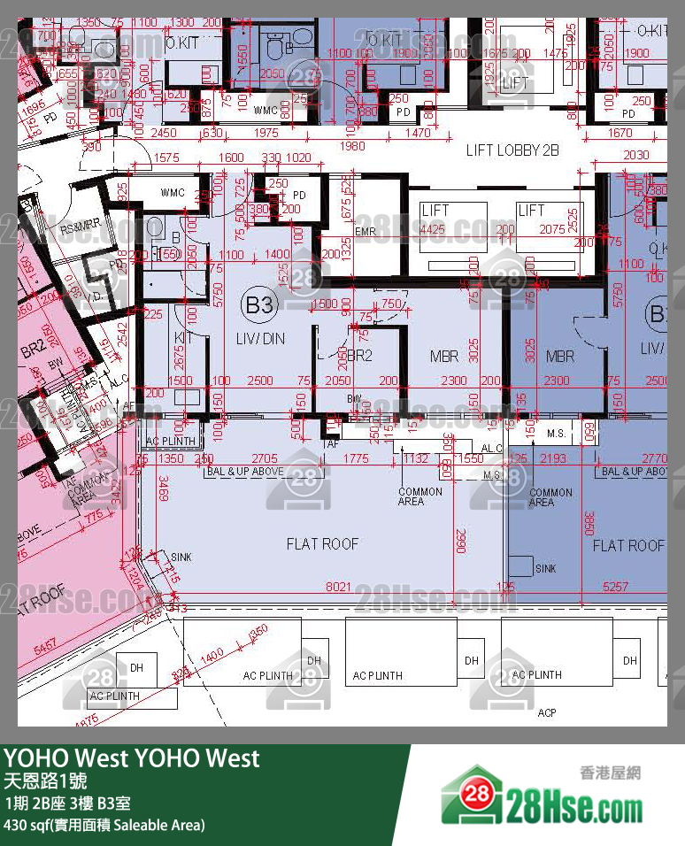 YOHO West, Flat B3, 3/F, Tower 2b FloorPlan