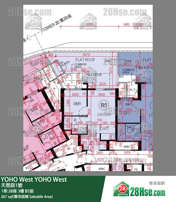 YOHO West 1期 2B座 3樓 B5室 平面圖