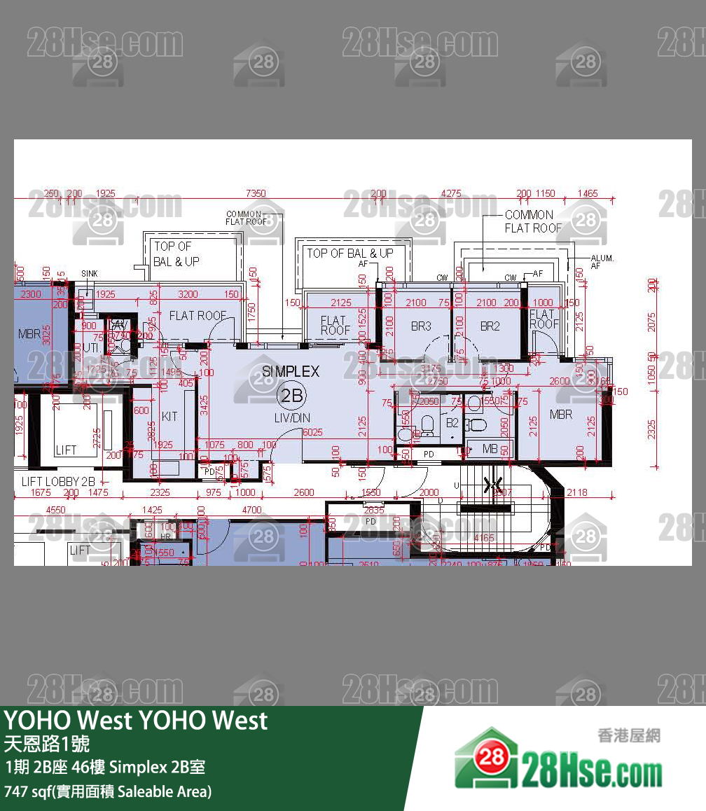 YOHO West,  Flat Simplex 2b, 46/f, Tower 2b, Phase 1 FloorPlan