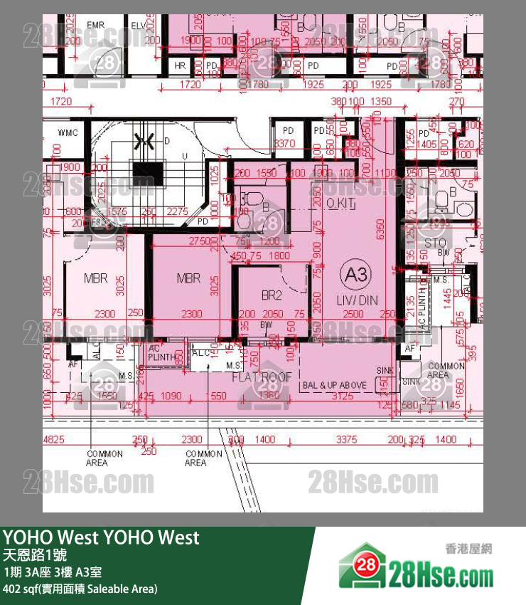 YOHO West 1期 3A座 3樓 A3室 平面圖