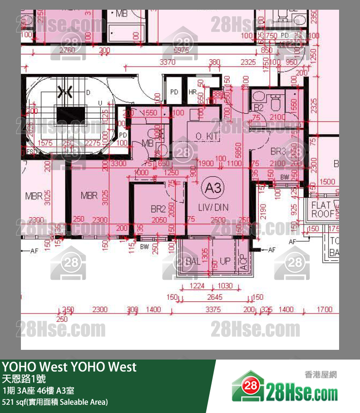 YOHO West 单位平面图(由 28Hse 提供)