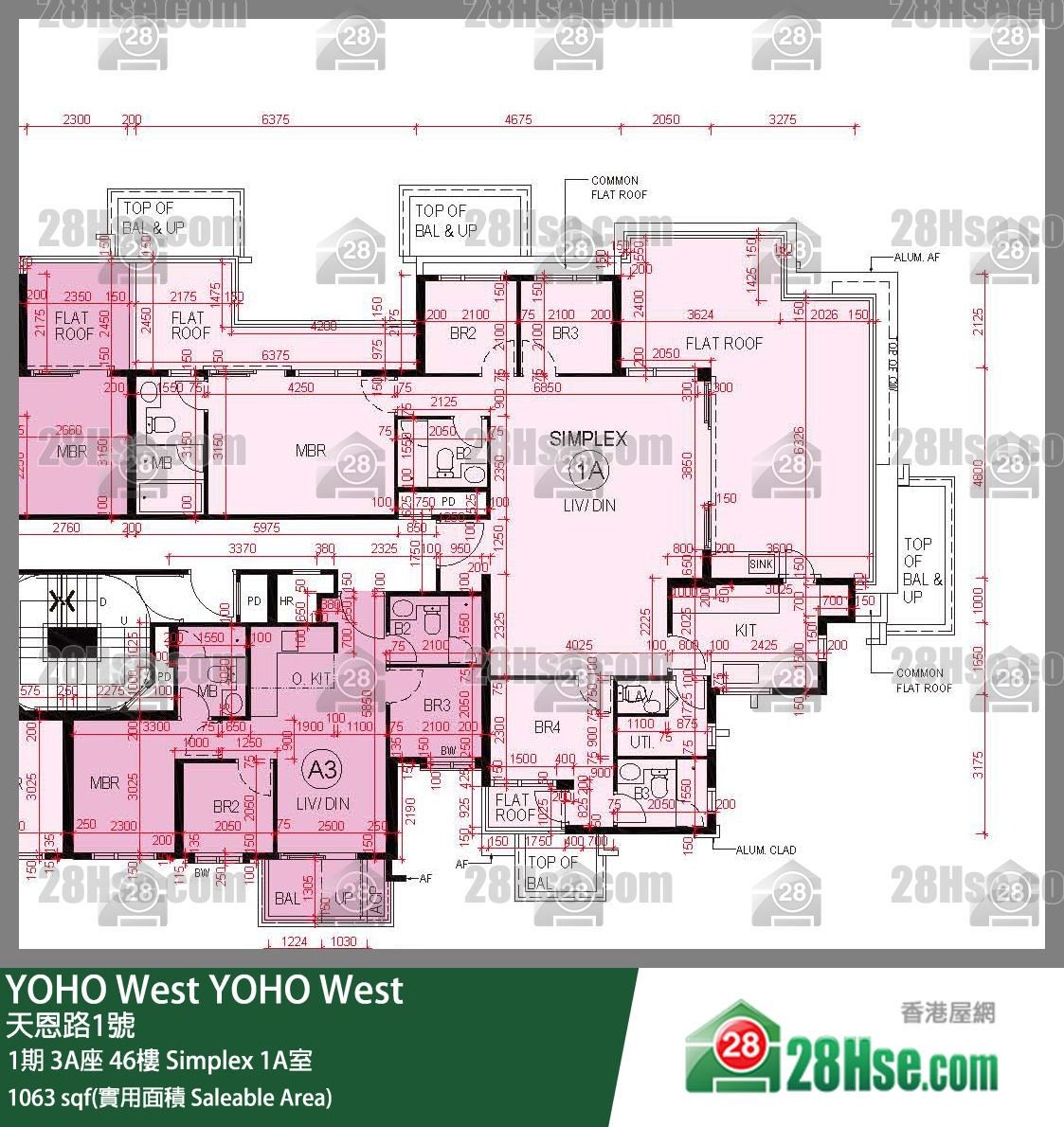 YOHO West,  Flat Simplex 1a, 46/f, Tower 3a, Phase 1 FloorPlan