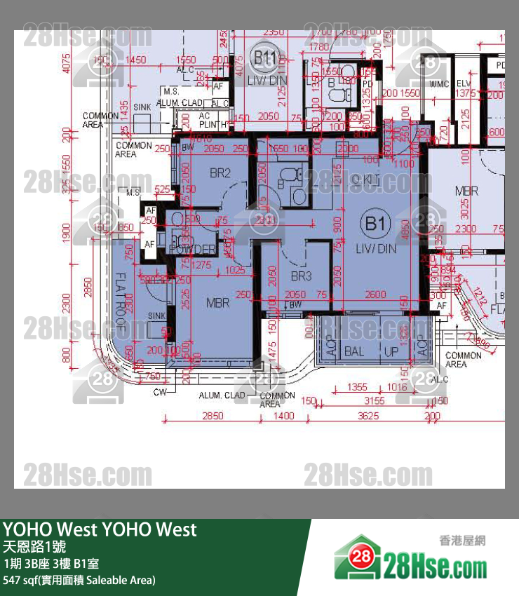 YOHO West, Flat B1, 3/F, Tower 3b FloorPlan