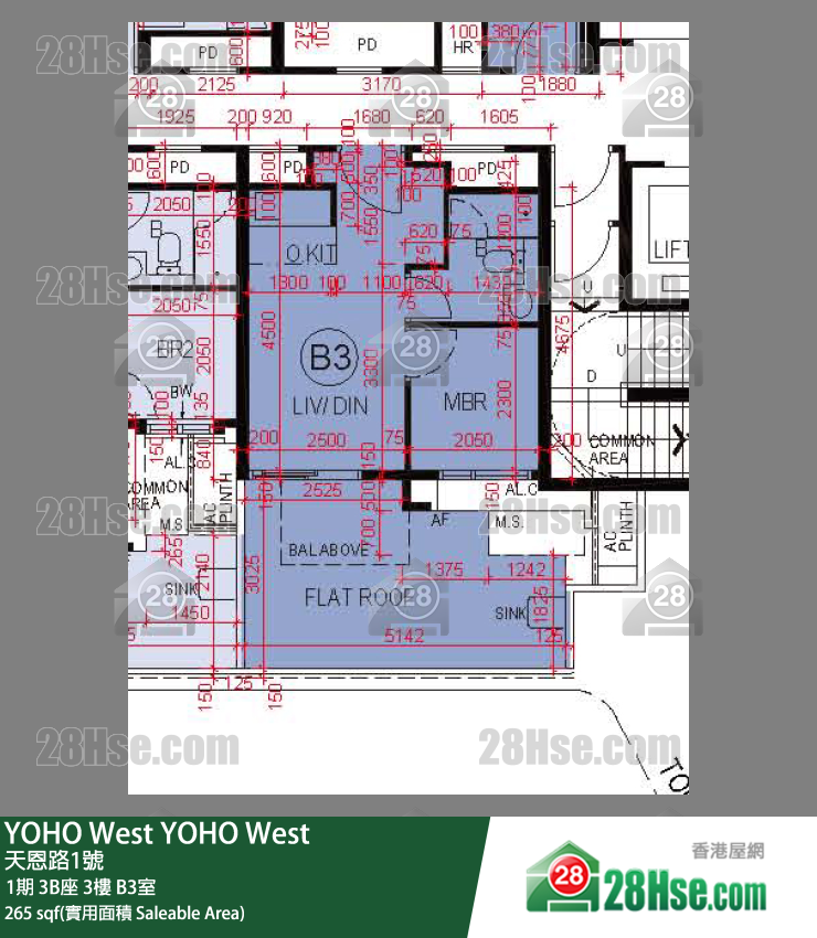 YOHO West, Flat B3, 3/F, Tower 3b FloorPlan