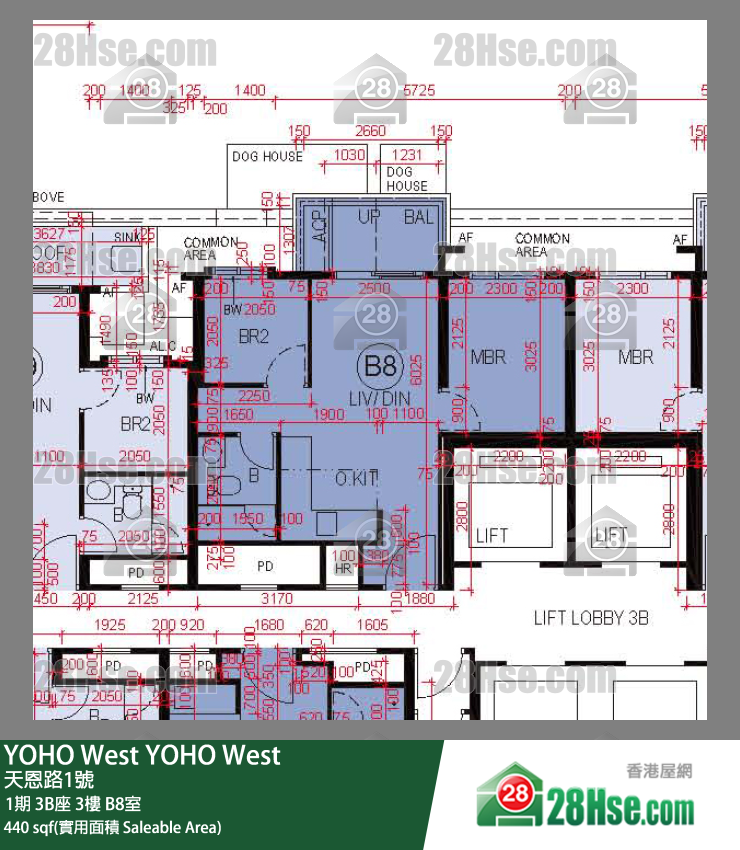 YOHO West, Flat B8, 3/F, Tower 3b FloorPlan