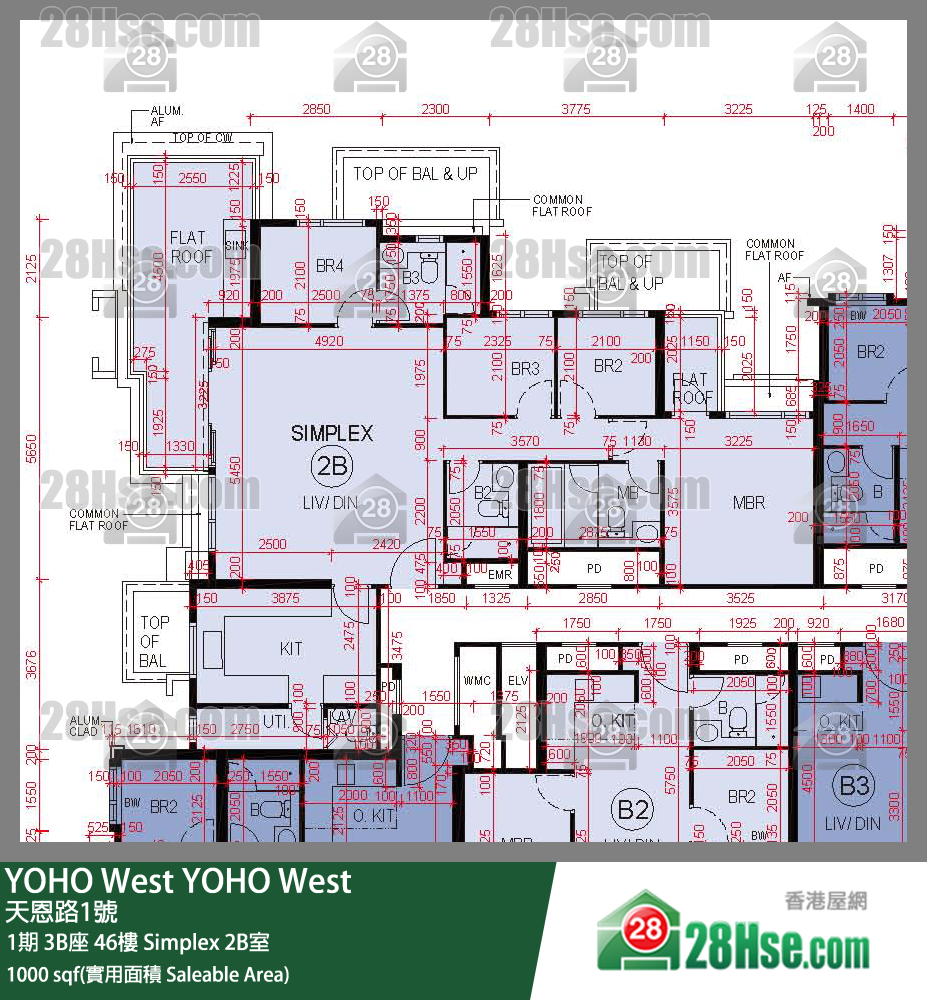 YOHO West,  Flat Simplex 2b, 46/f, Tower 3b, Phase 1 FloorPlan