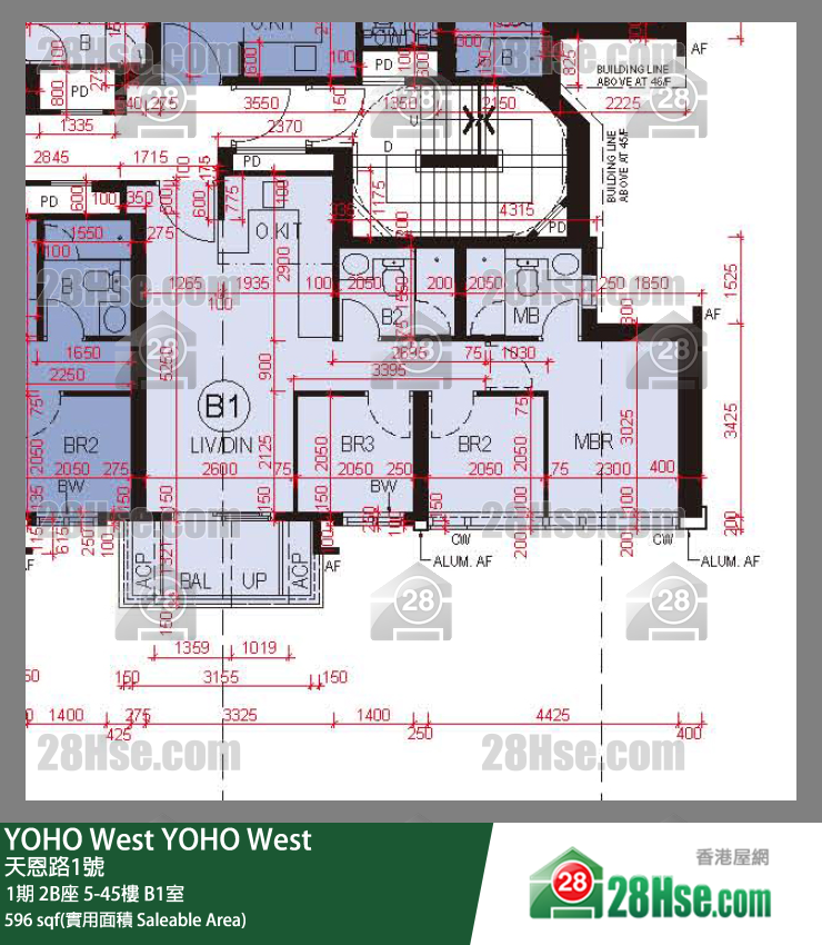YOHO West 单位平面图(由 28Hse 提供)