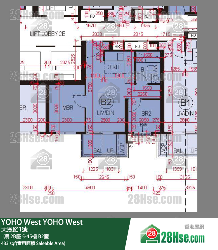 YOHO West, Flat B2, 45/F, Tower 2b FloorPlan