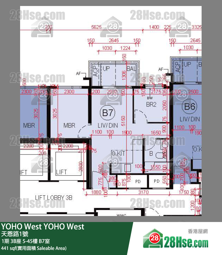 YOHO West 單位平面圖(由 28Hse 提供)