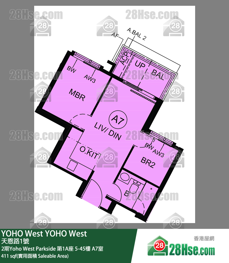 YOHO West, Flat A7, 27/F, Tower 1a FloorPlan