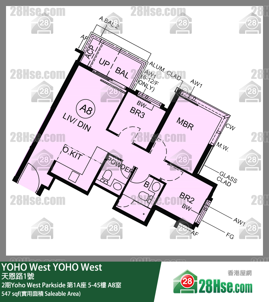 YOHO West, Flat A8, 45/F, Tower 1a FloorPlan