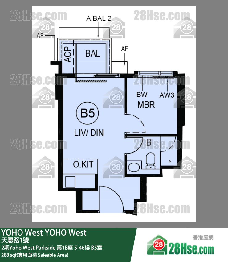 YOHO West, Flat B5, 38/F, Tower 1b FloorPlan