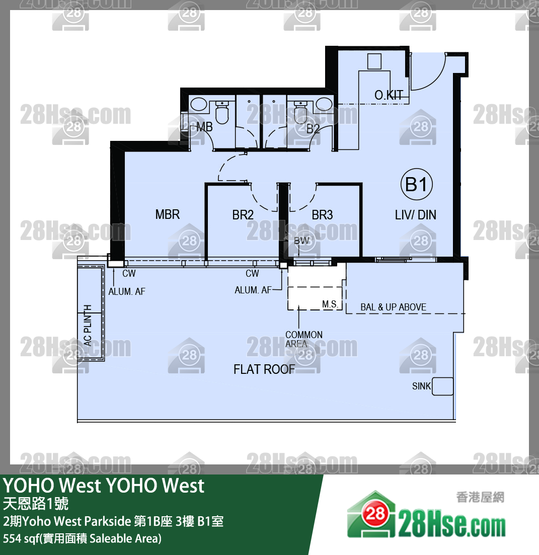 YOHO West, Flat B1, 3/F, Tower 1b FloorPlan