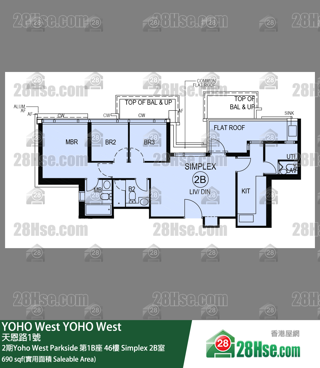 YOHO West,  Flat Simplex 2b, 46/f, Tower 1b, Phase2 Yoho West Parkside FloorPlan