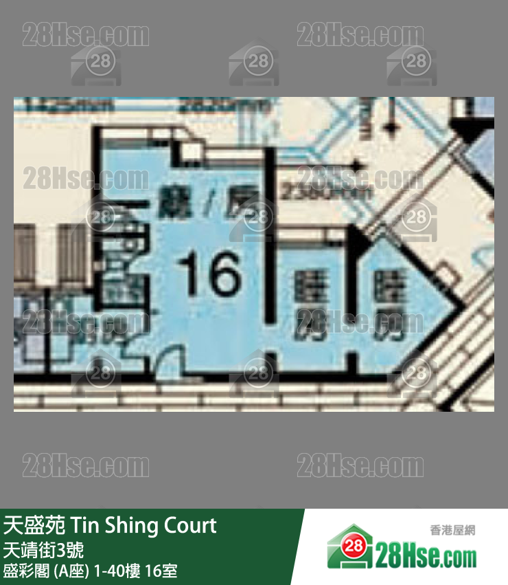 天盛苑 盛彩閣 (A座) 18樓 16室 平面圖