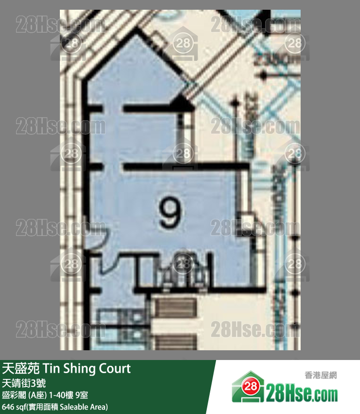 天盛苑 盛彩閣 (A座)3樓 9室 平面圖