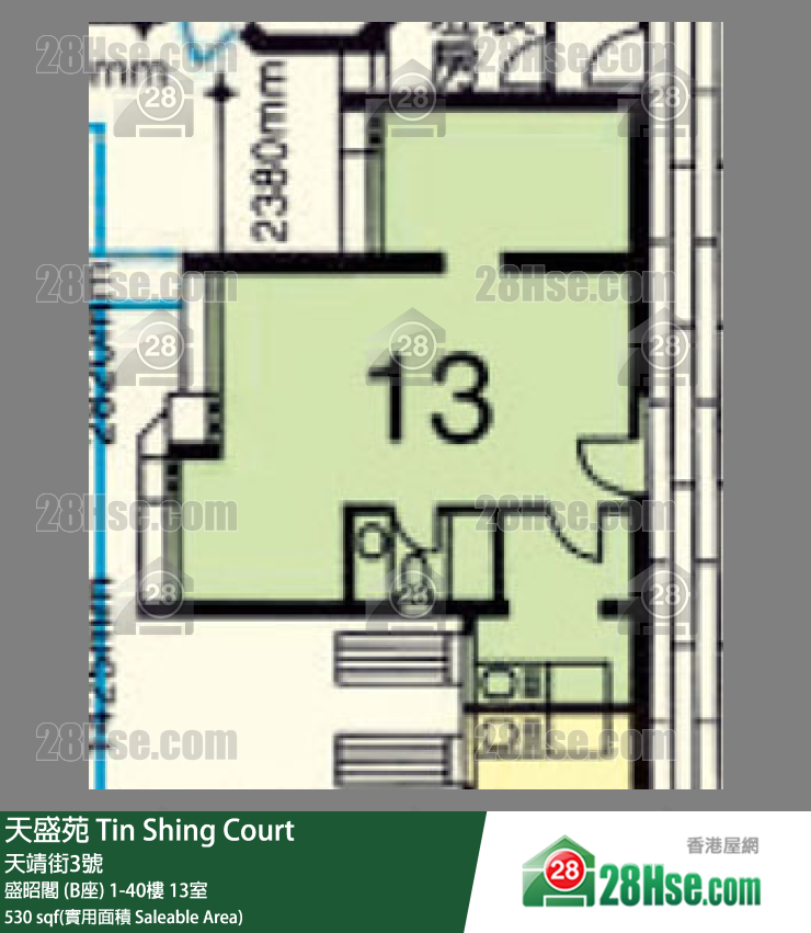 天盛苑 盛昭閣 (B座)8樓 13室 平面圖