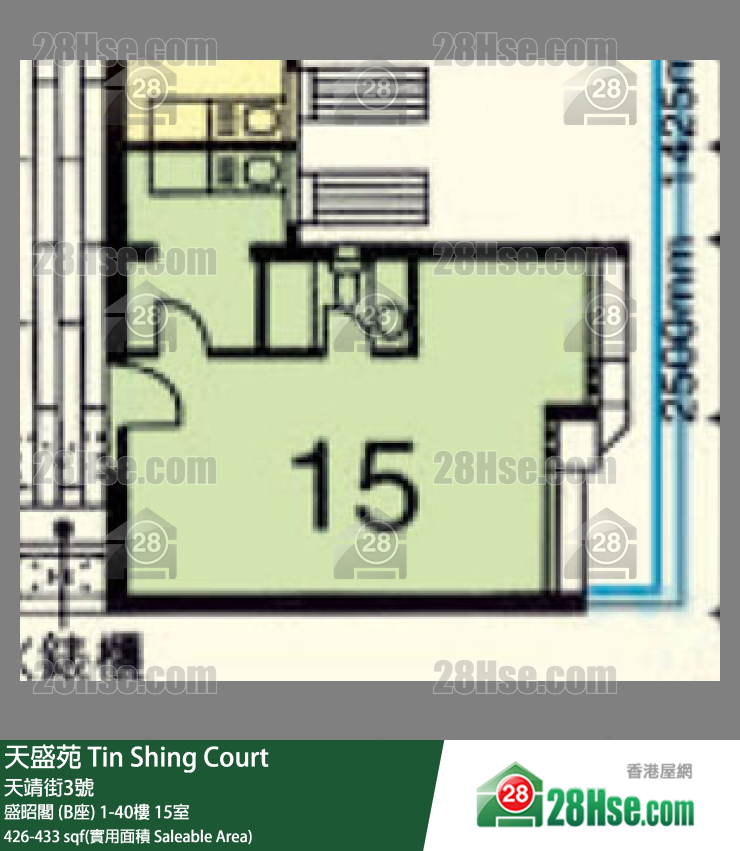 天盛苑 盛昭閣 (B座)10樓 15室 平面圖