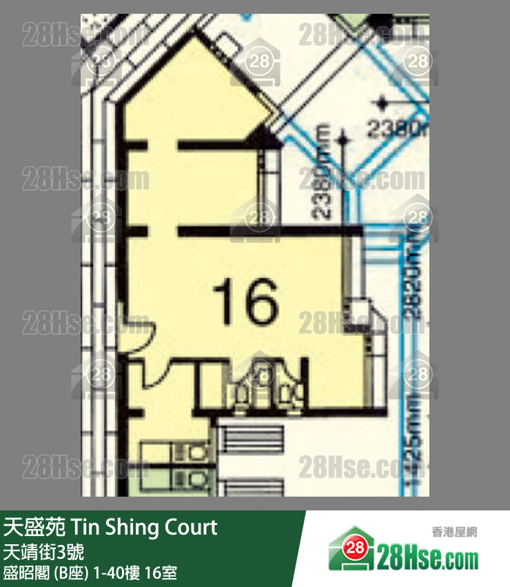 天盛苑 盛昭閣 (B座)2樓 16室 平面圖