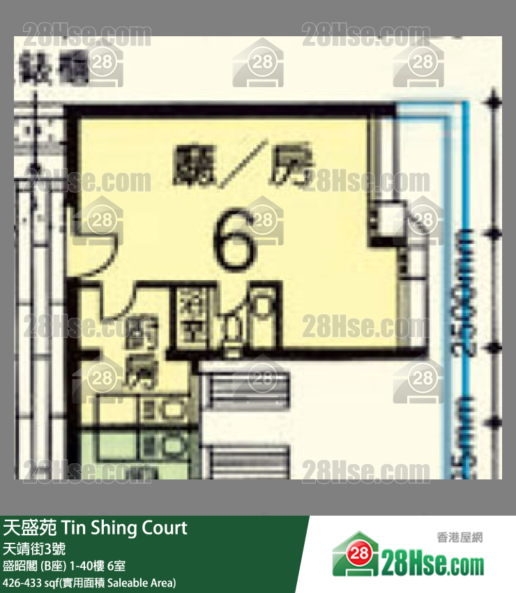 天盛苑 盛昭閣 (B座)30樓 6室 平面圖