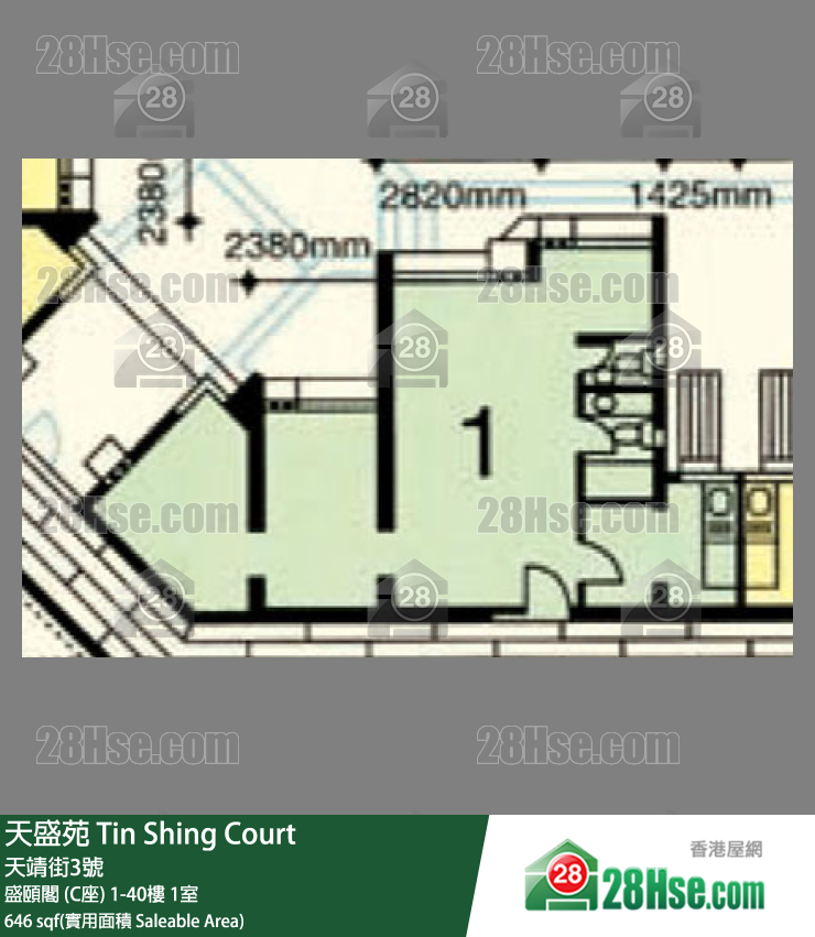 天盛苑 盛頤閣 (C座)12樓 1室 平面圖