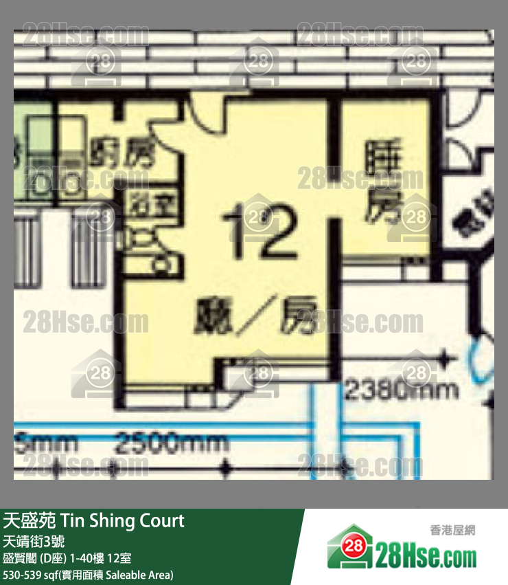 天盛苑 盛賢閣 (D座)15樓 12室 平面圖