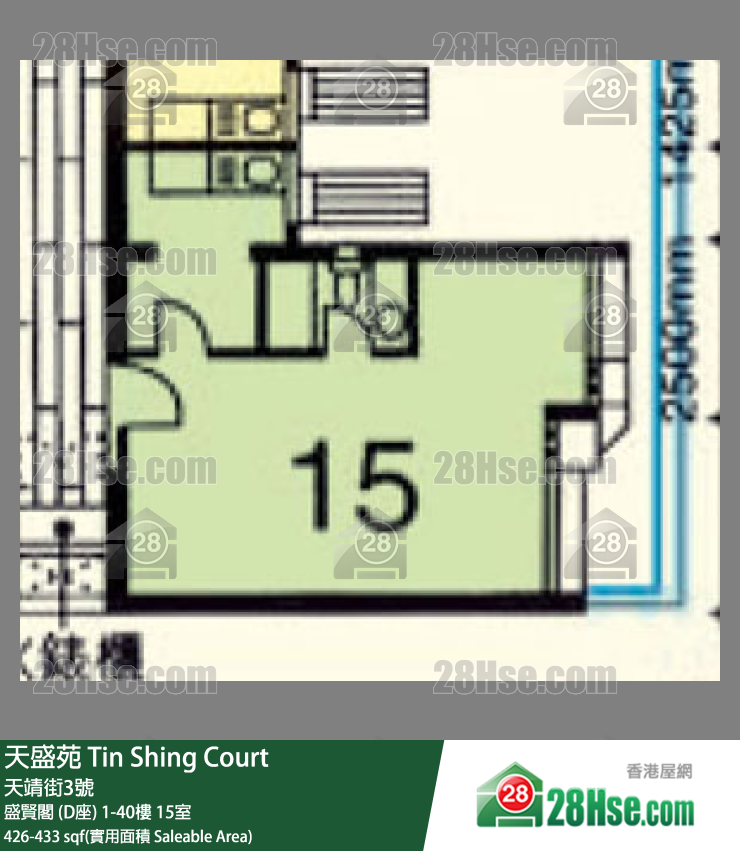 天盛苑 盛賢閣 (D座)20樓 15室 平面圖